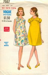 7557 VOGUE 1970 MATERNITY SS/ SLEEVELESS  A-DRESS PATTERN 10, 8